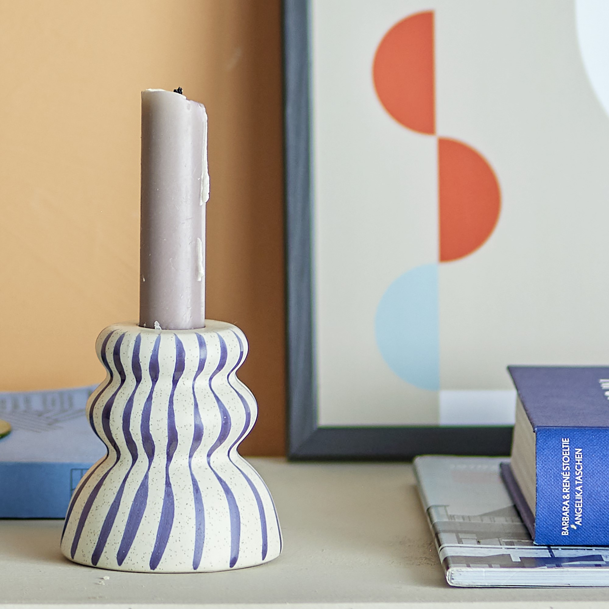Gabin Kerzenhalter, Blau, Steingut Gabin Kerzenhalter, Blau, Steingut