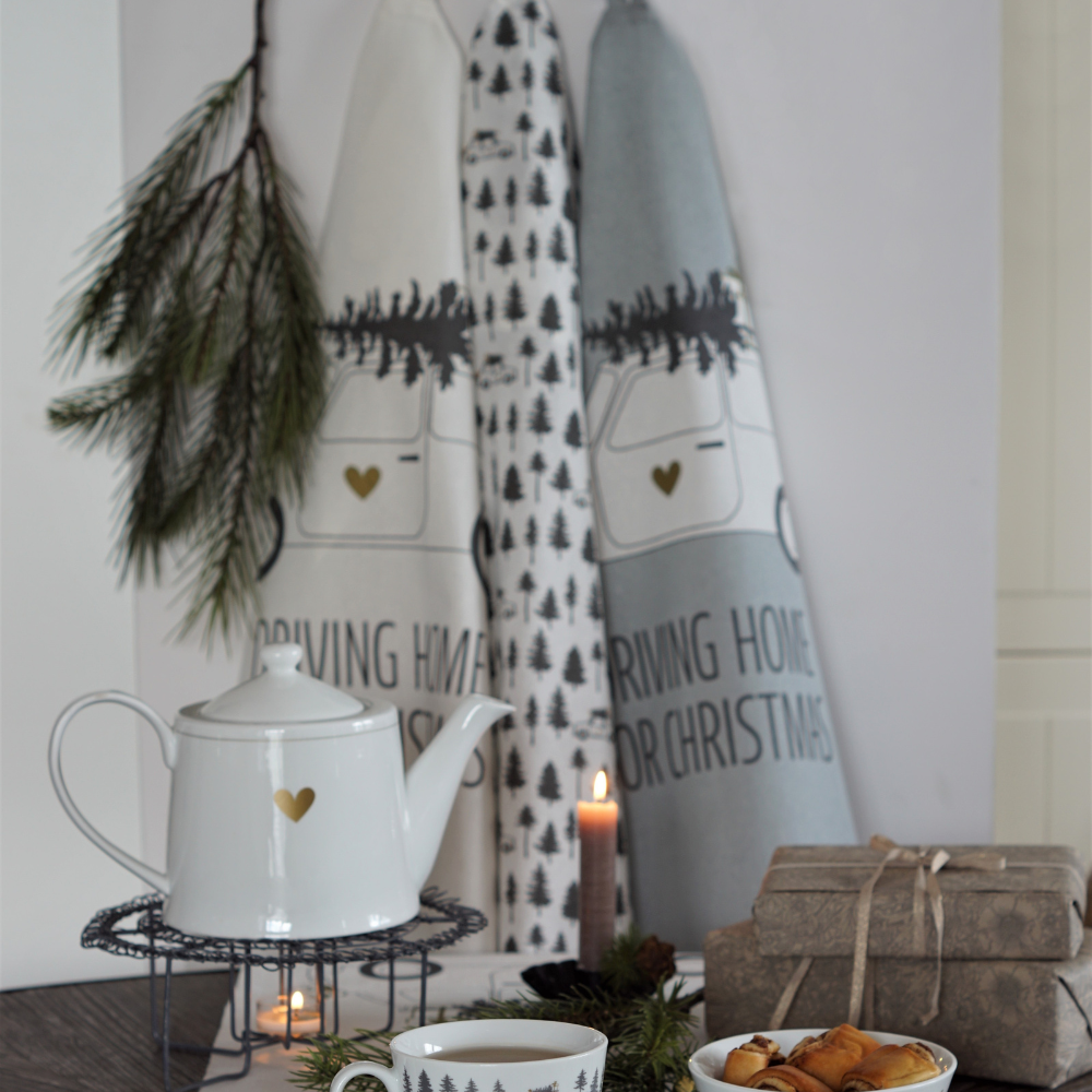 Geschirrtuch Driving home for christmas white Geschirrtuch Driving home for christmas white