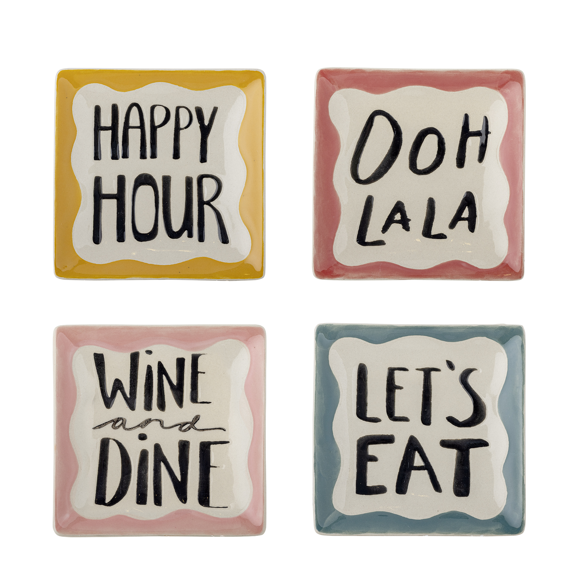 Soline Teller, 4er Set, Steingut