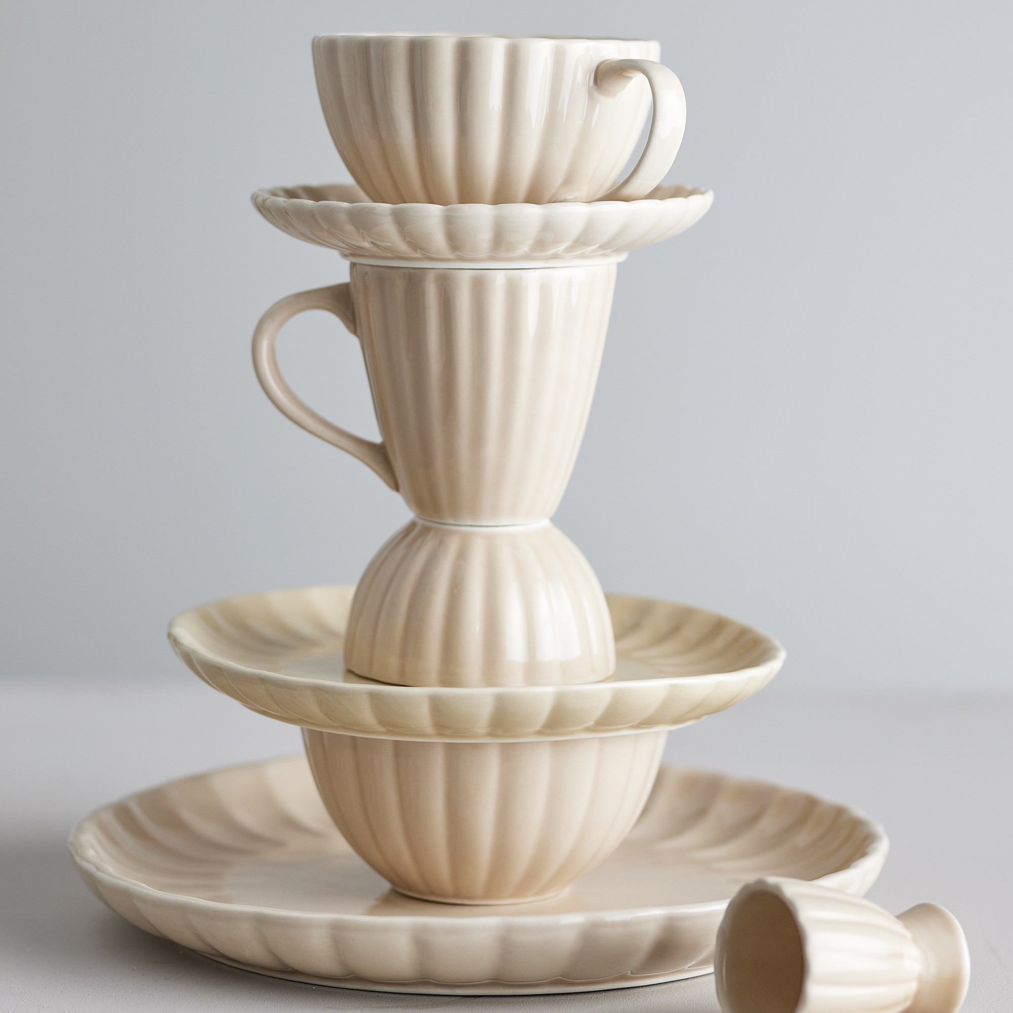 Bloomingville Latina Tasse mit Untertasse Natur