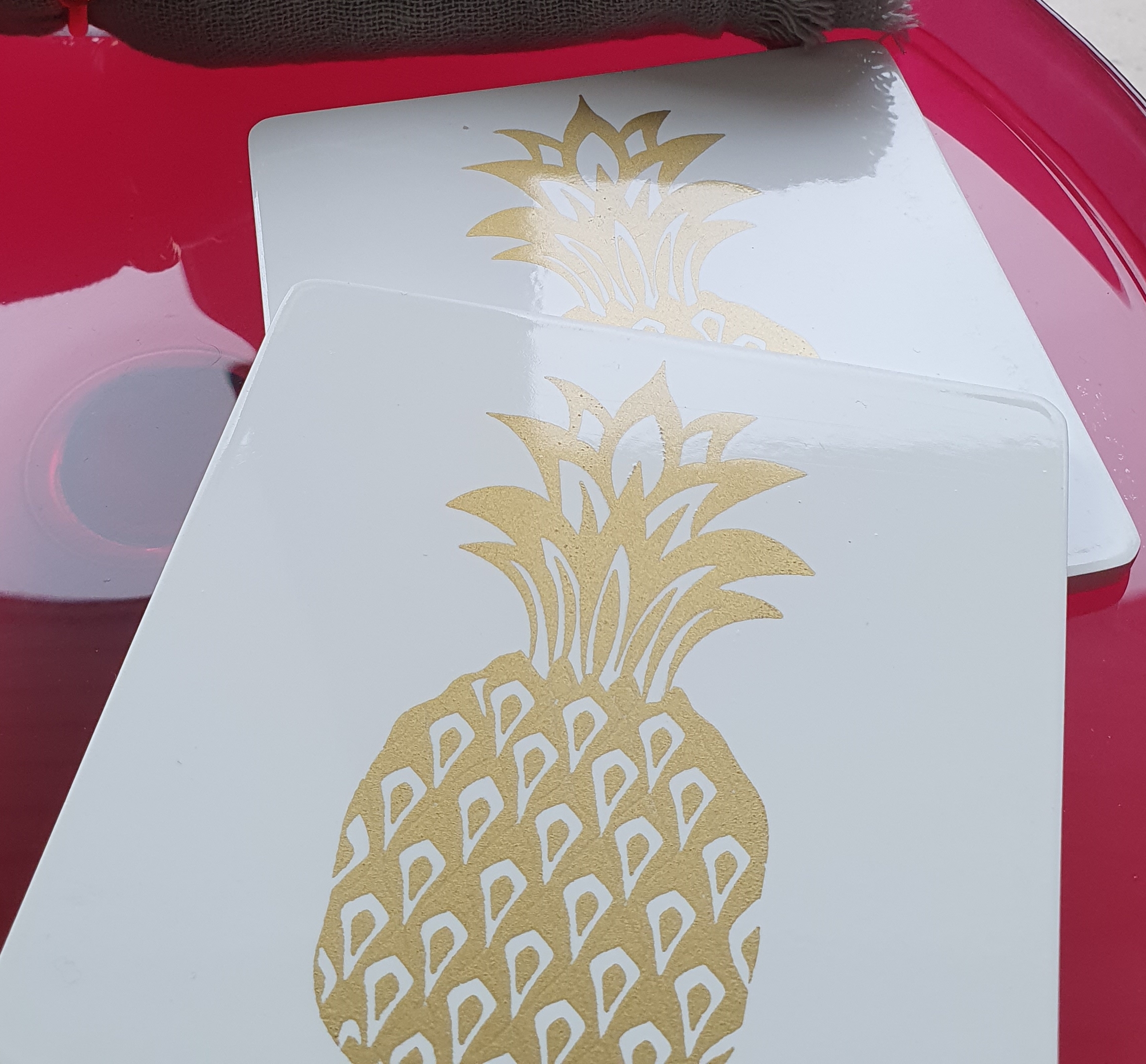 Untersetzer Ananas, gold, 6er Set 