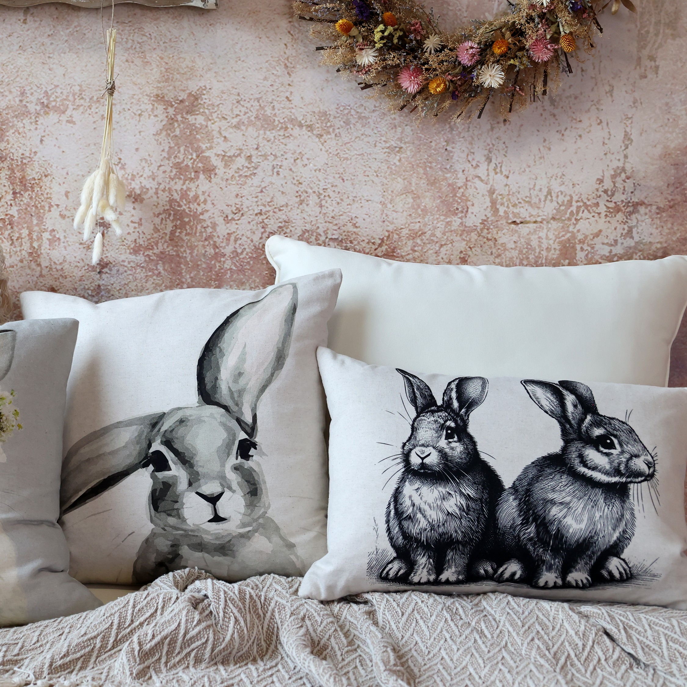 Kissebezug mit 2 Hasen