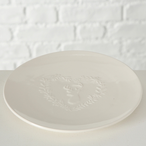 6 2 Teller mit Hirschrelief, 21 cm