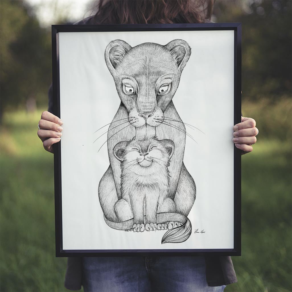Kunstdruck - Löwenmutter Size: A4