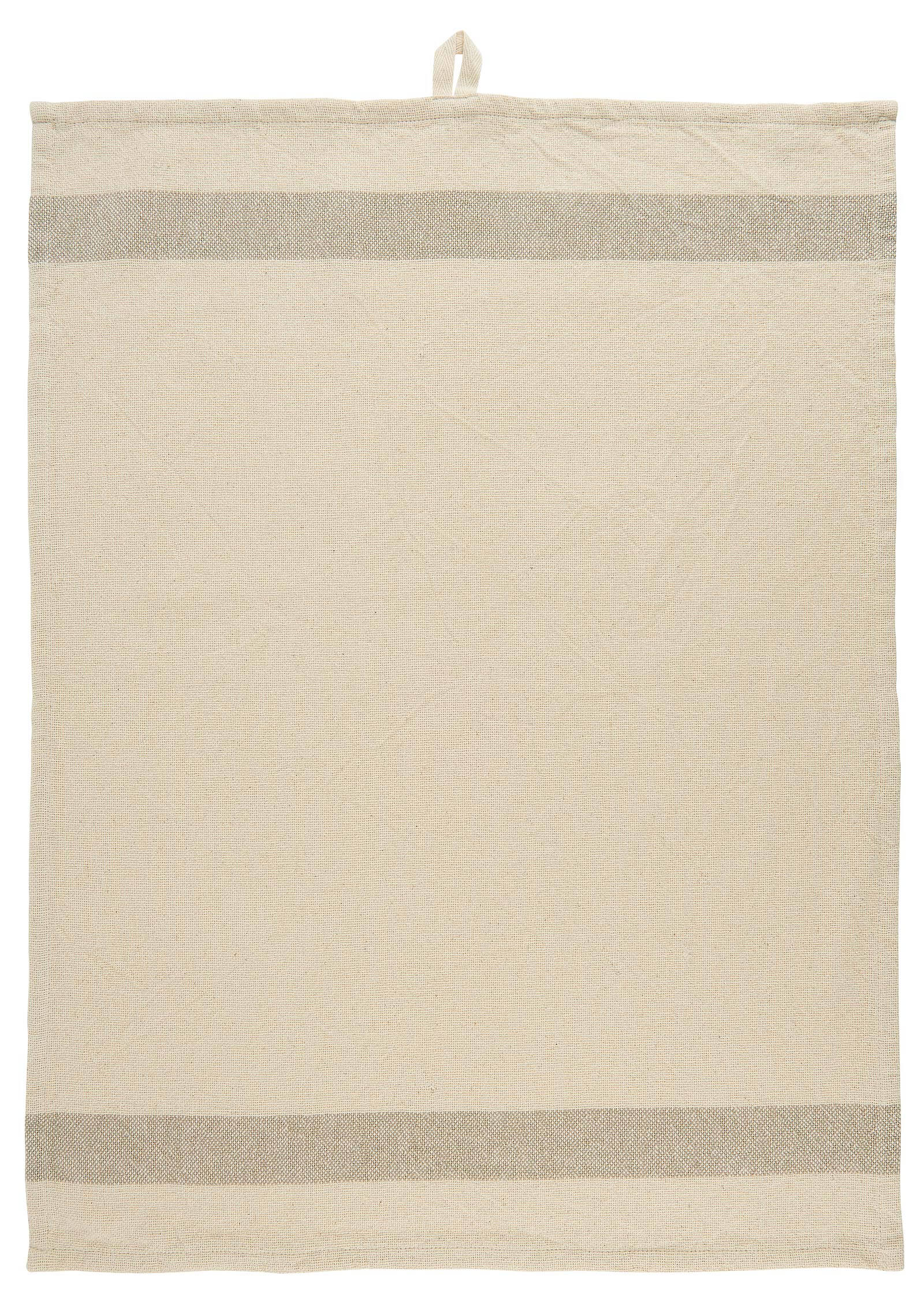 Geschirrtuch, Natur mit Taupe Streifen