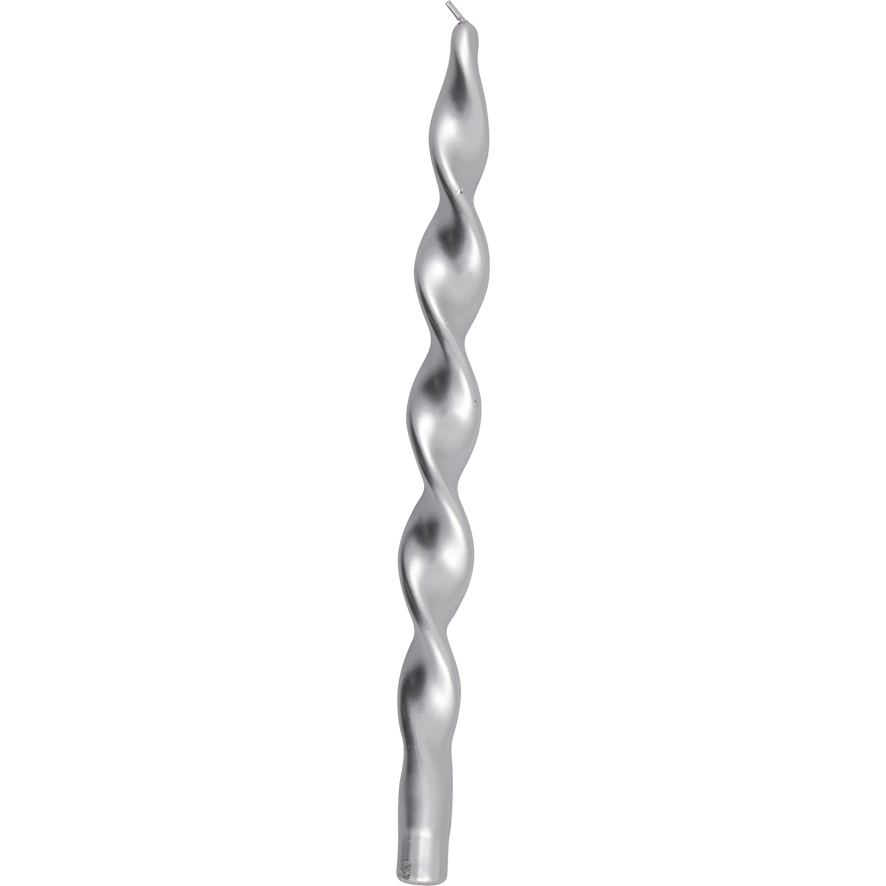 Greengate gedrehte Kerzen, silber, 2er Set