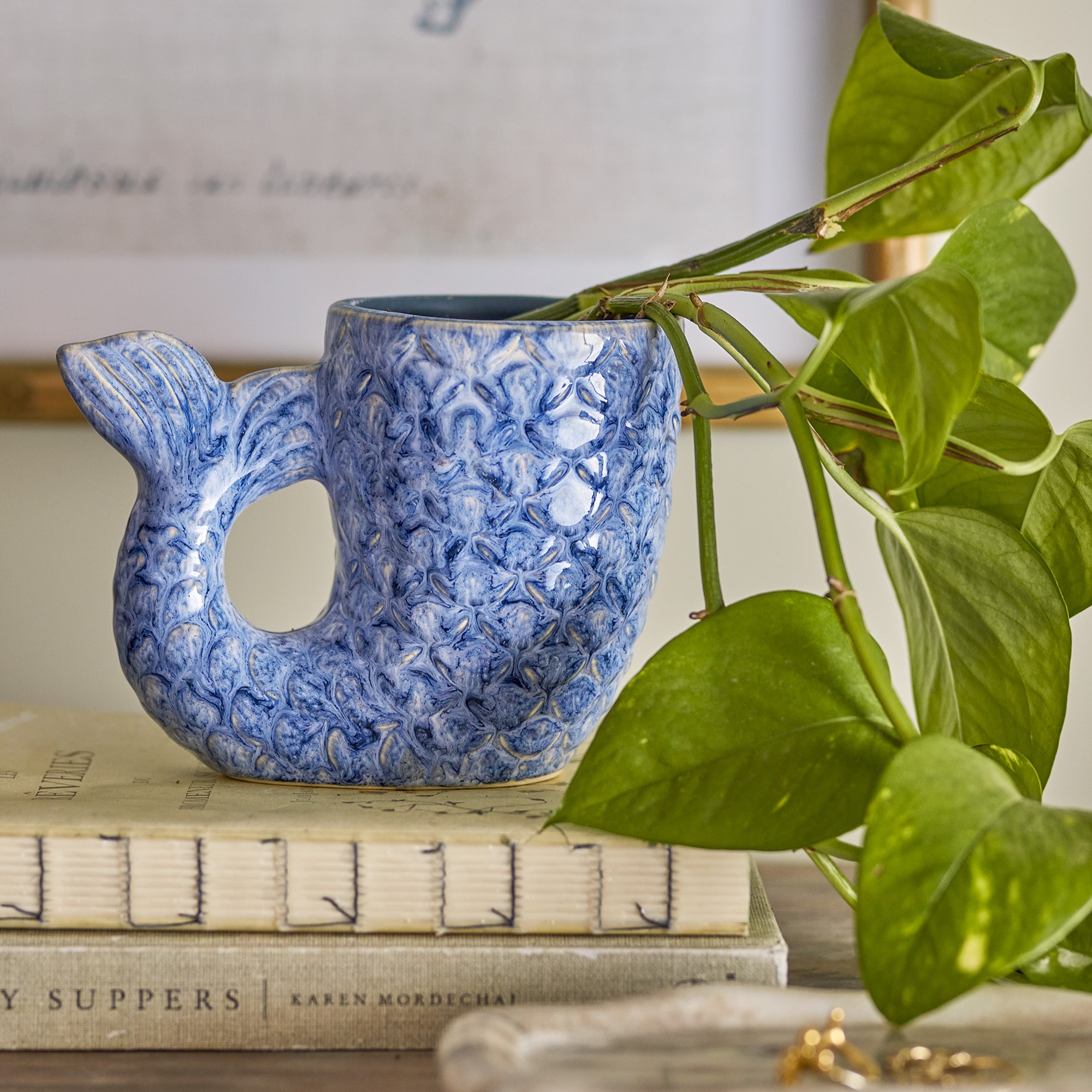 Ariella Vase, Blau, Steingut Ariella Vase, Blau, Steingut