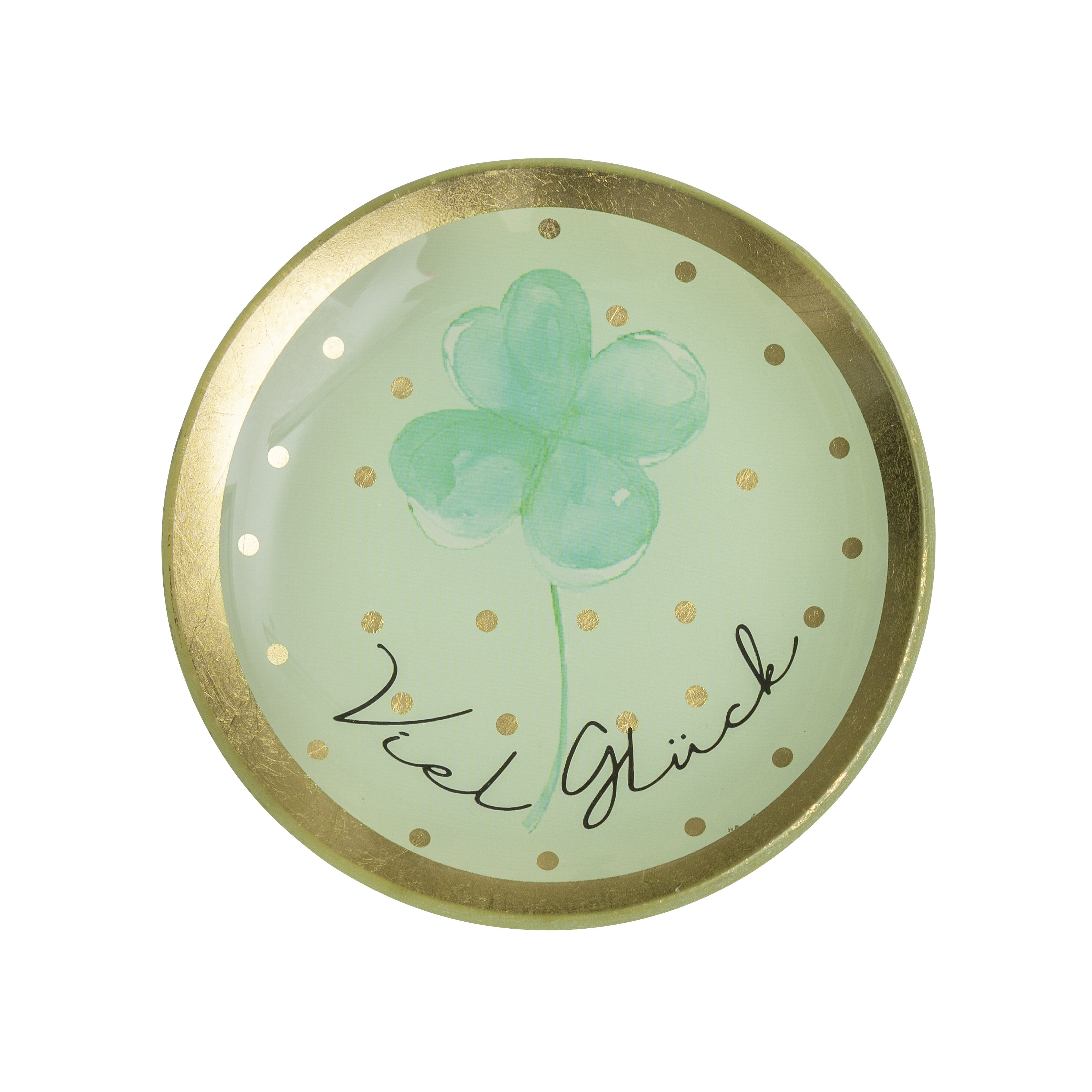 Love Plates, Glasteller S, Viel Glück, rund, mint