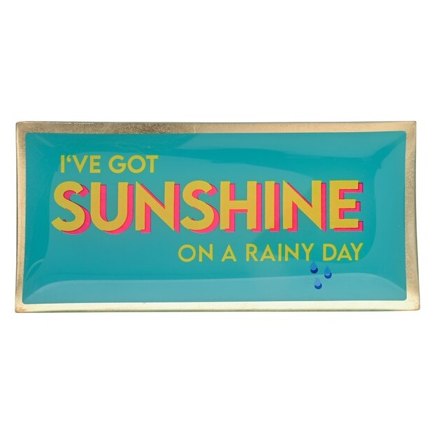Love Plates, Glasteller L,  I´ve got sunshine on a rainy day, türkis