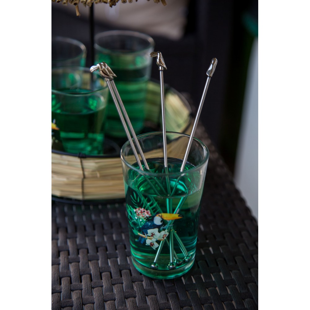 Set aus 4 Cocktailrührlöffeln mit Toukan Set aus 4 Cocktailrührlöffeln mit Toukan
