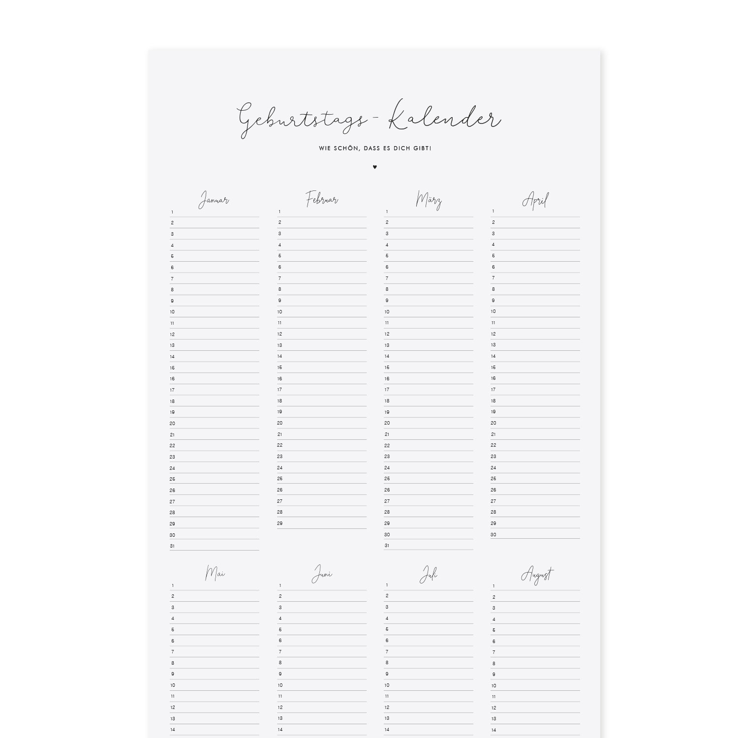 Eulenschnitt Geburtstagskalender