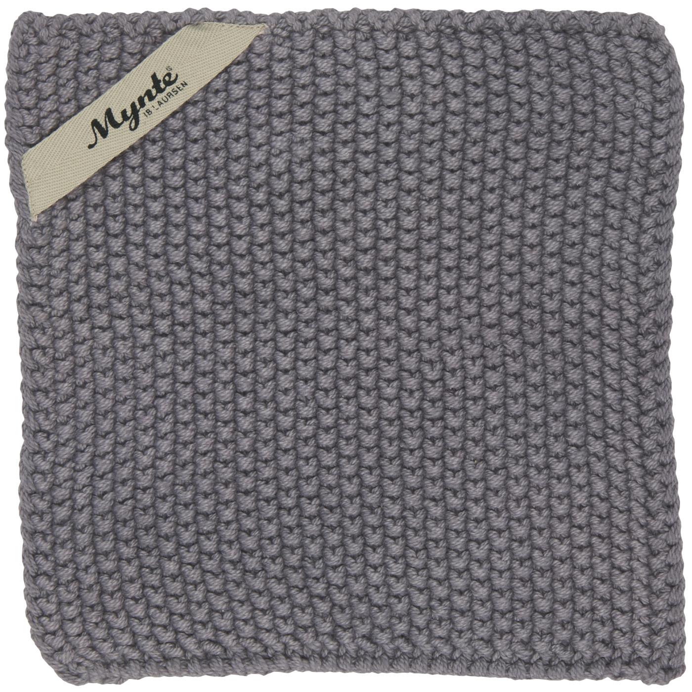 Topflappen Mynte gestrickt dunkelgrau