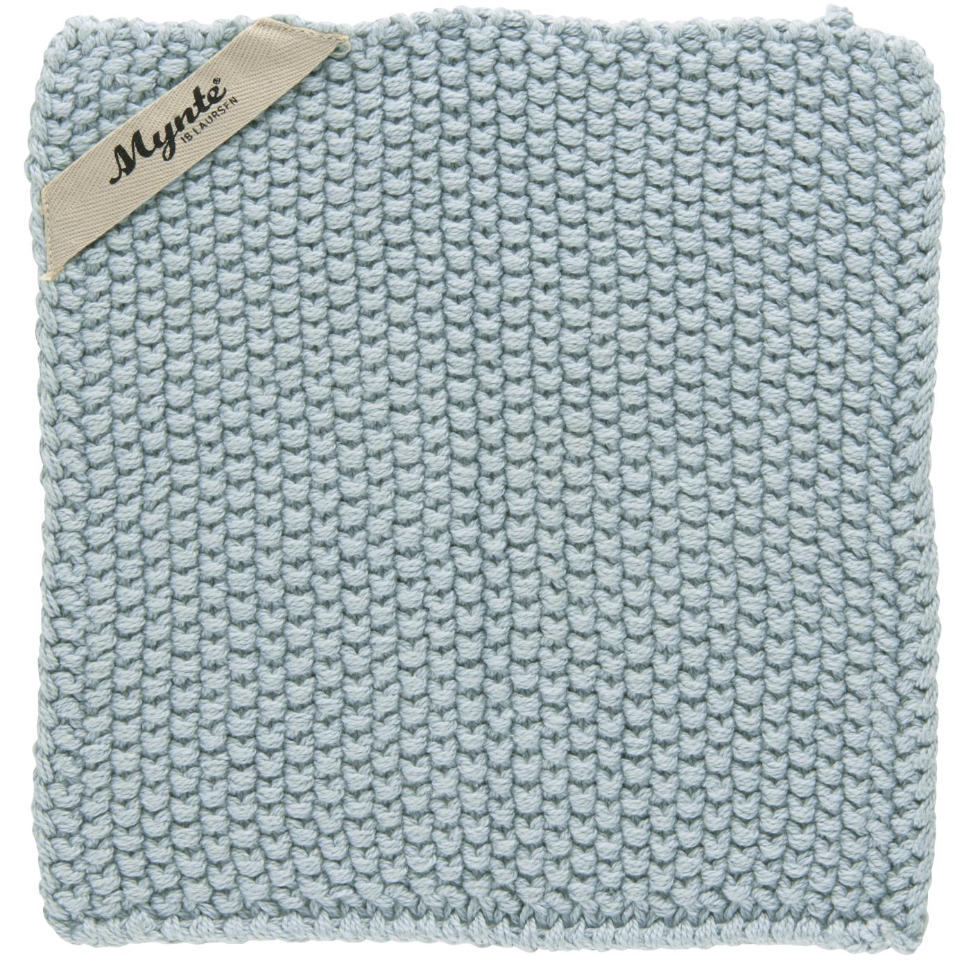 6350-26 Topflappen Mynte gestrickt hellblau