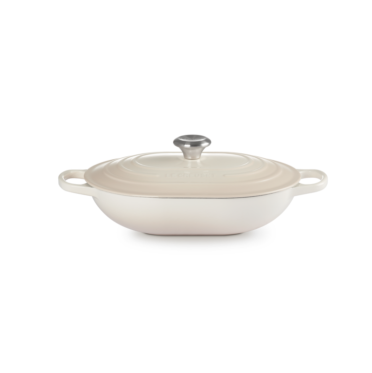 Le Creuset Oblong Bräter, Gusseisen, oval, 31 cm Meringue