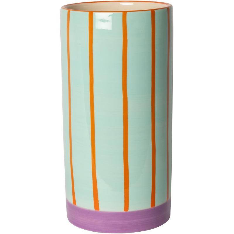 Bunte Vase mit Streifen Minze/Orange/Violett