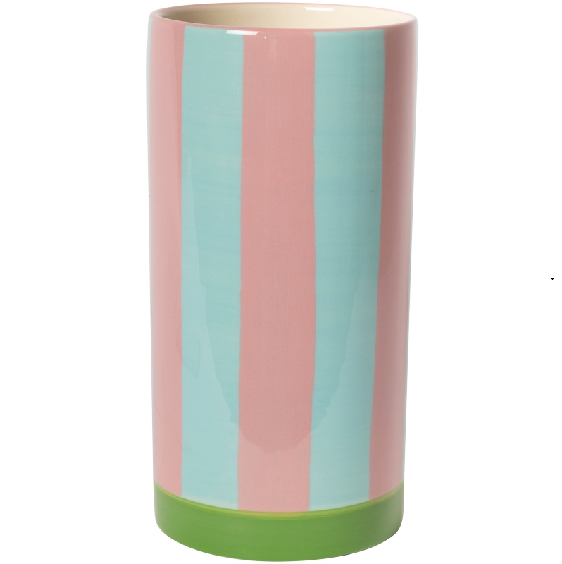 Bunte Vase mit Streifen Pink/Minze/Grün