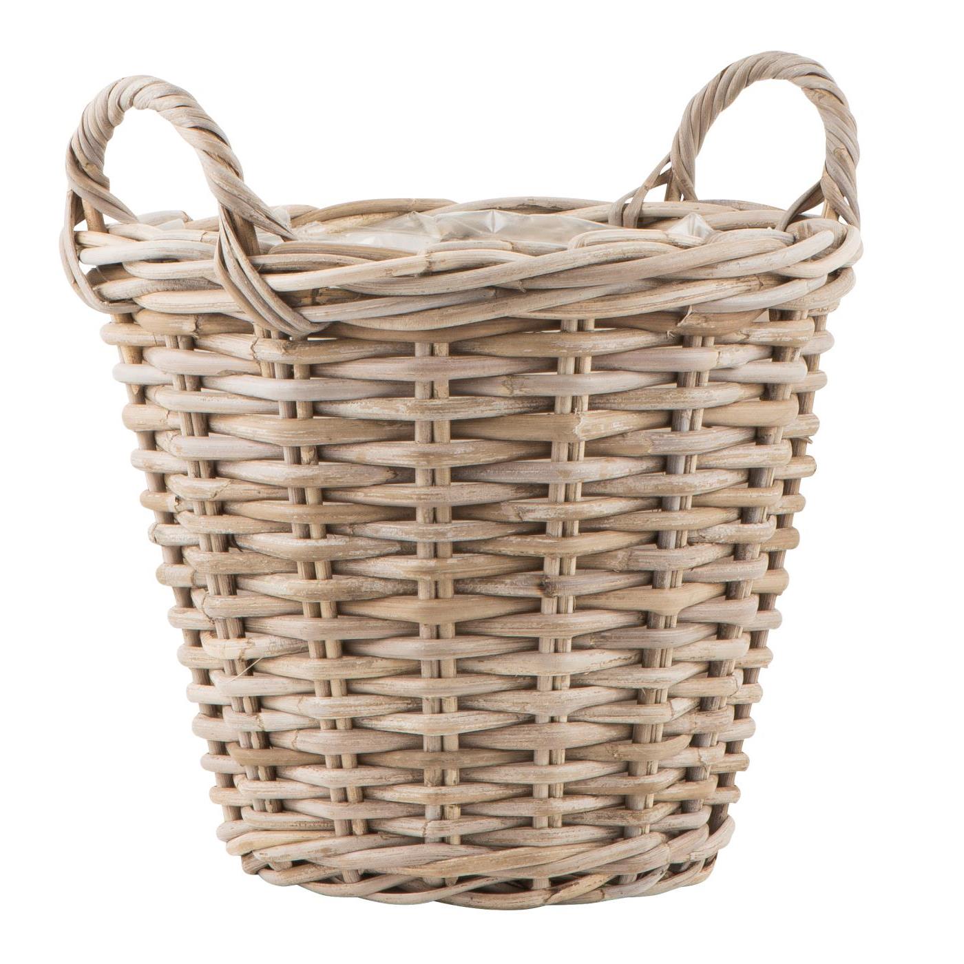 Pflanzkorb Rattan mit Plastik innen, klein