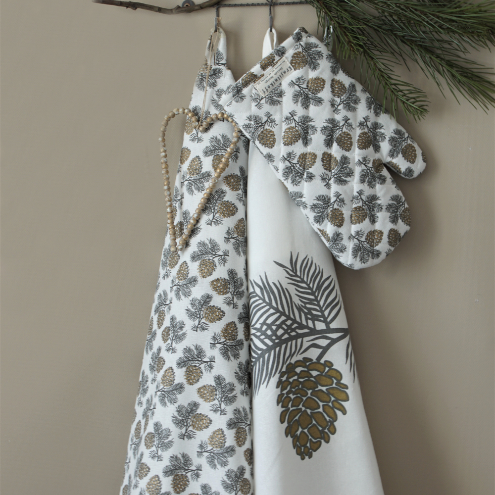 Ofenhandschuh  Cones all over, Gold