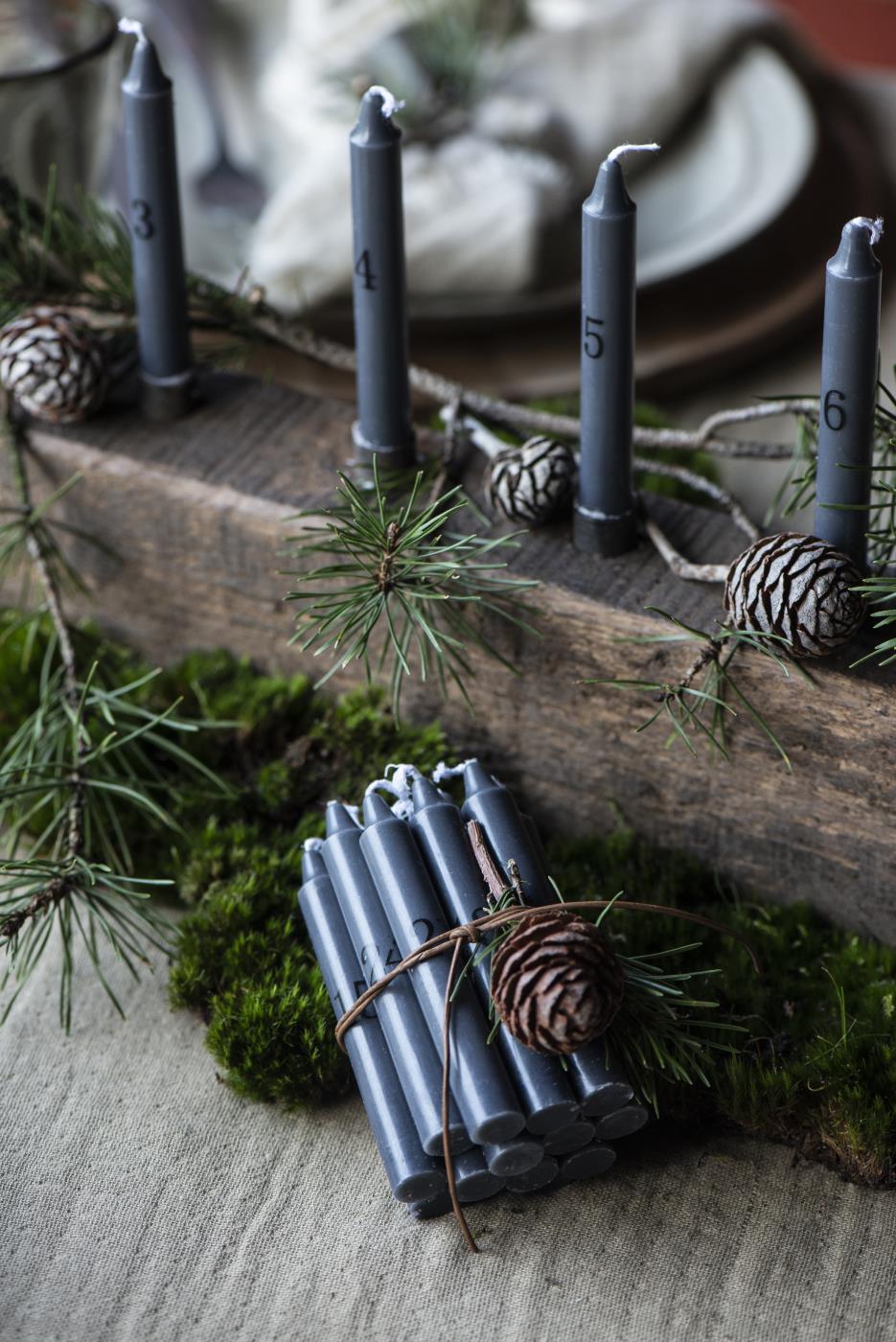 Adventskalender Kerzensatz, verschiedene Farben