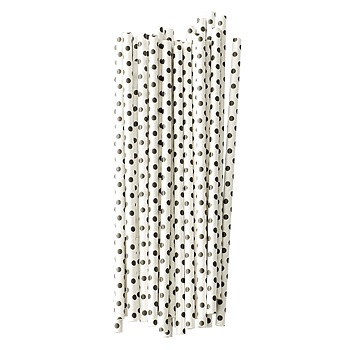 paperstraw-white-dots Papier-Strohhalme "weiß mit schwarzen Punkten"