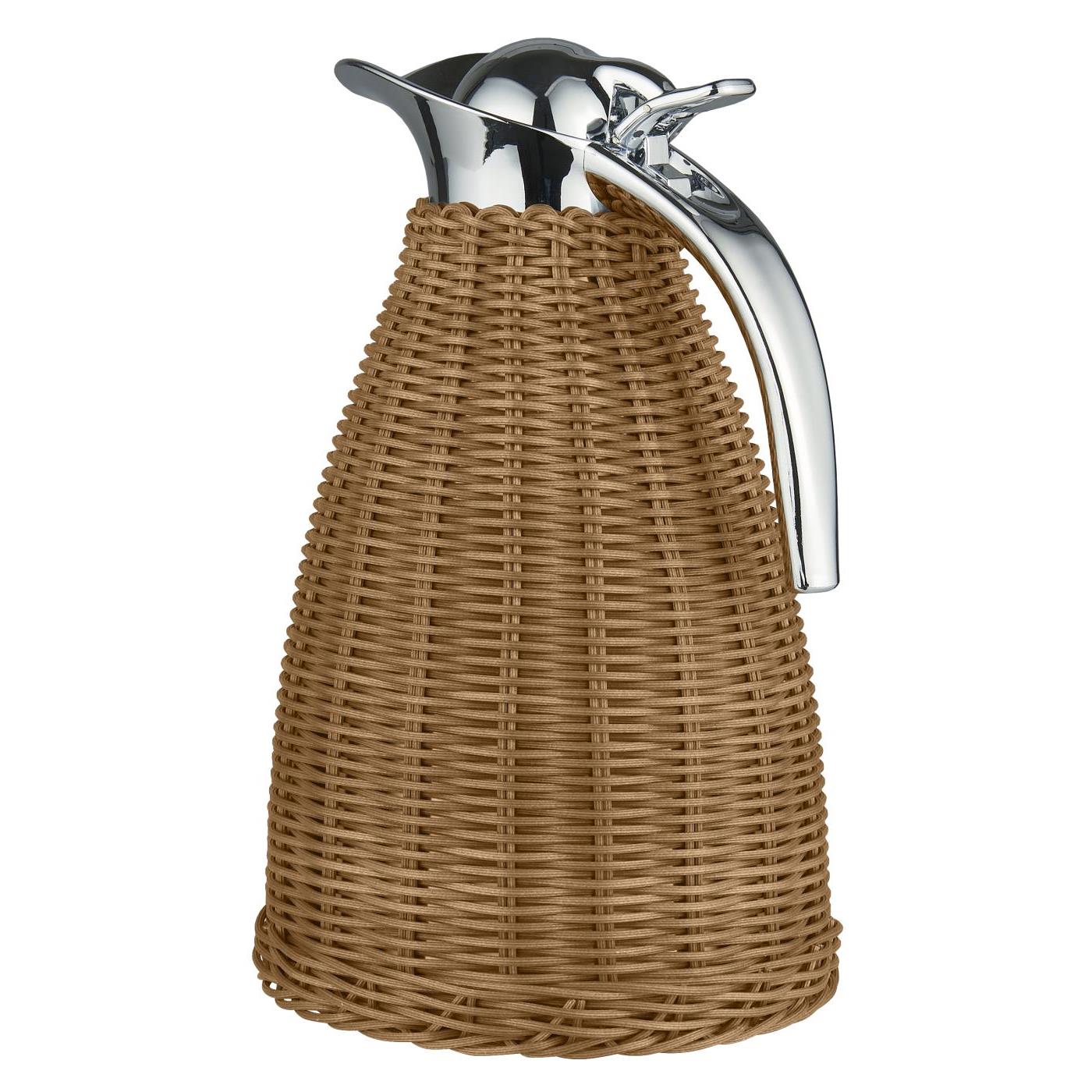 Thermoskanne mit braunem Polyrattangeflecht Thermoskanne mit braunem Polyrattangeflecht