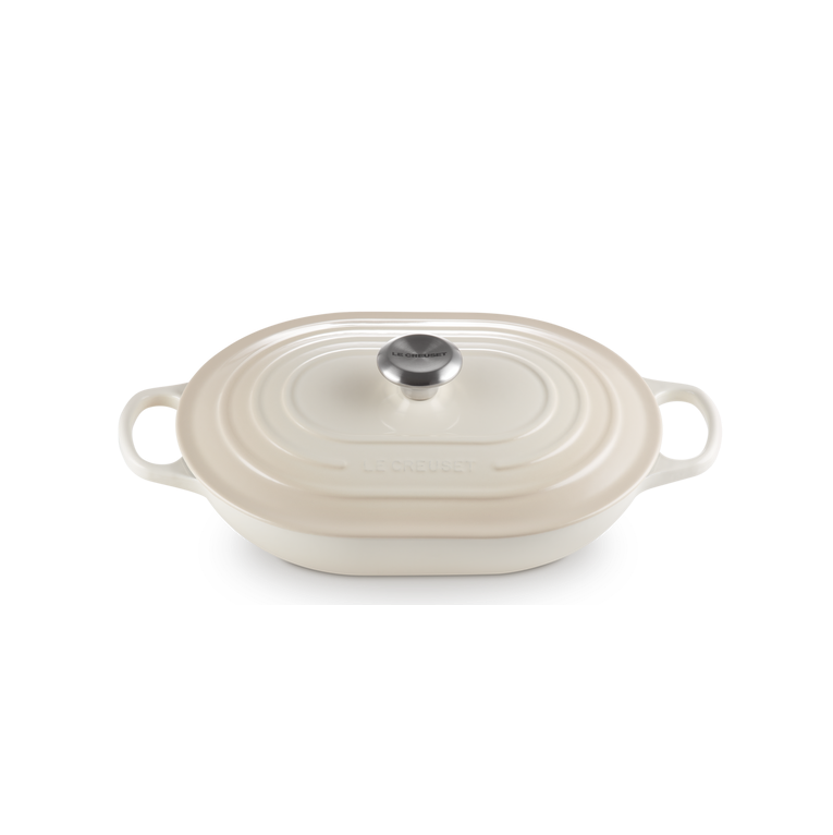 Le Creuset Oblong Bräter, Gusseisen, oval, 31 cm Meringue