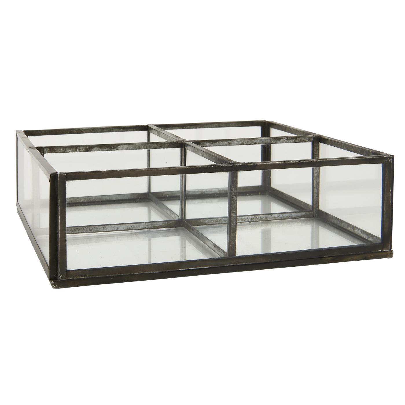 Glasbox mit 4 Fächern offen Glasbox mit 4 Fächern offen
