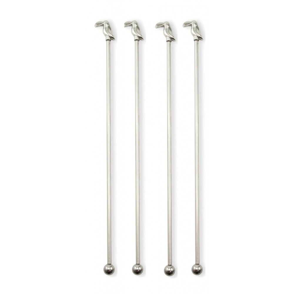 Set aus 4 Cocktailrührlöffeln mit Toukan Set aus 4 Cocktailrührlöffeln mit Toukan
