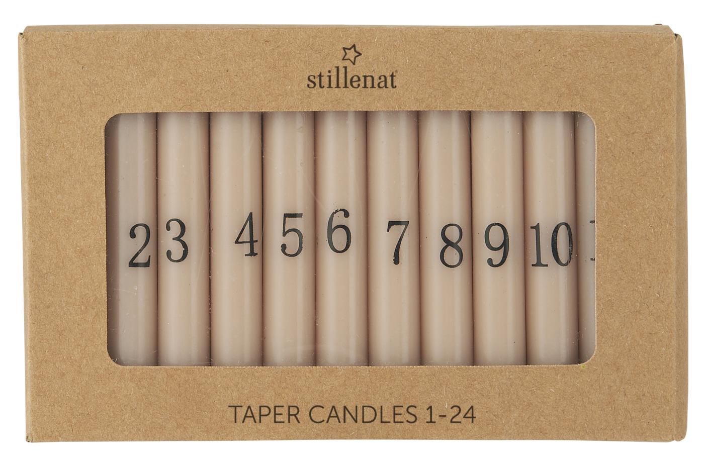 4141-38_W1400 Adventskalender Kerzensatz, verschiedene Farben