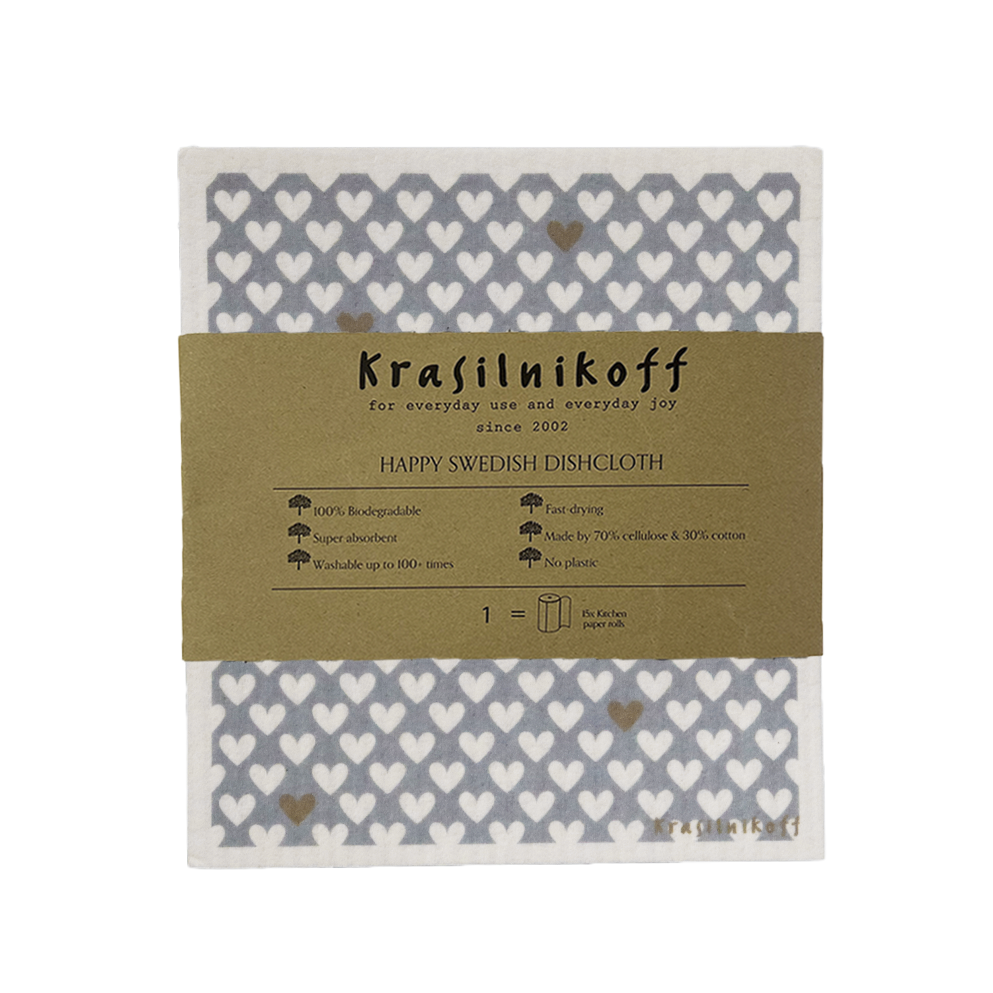 Spültuch Cellulose/Baumwolle Happy Hearts grey Spültuch Cellulose/Baumwolle Happy Hearts grey
