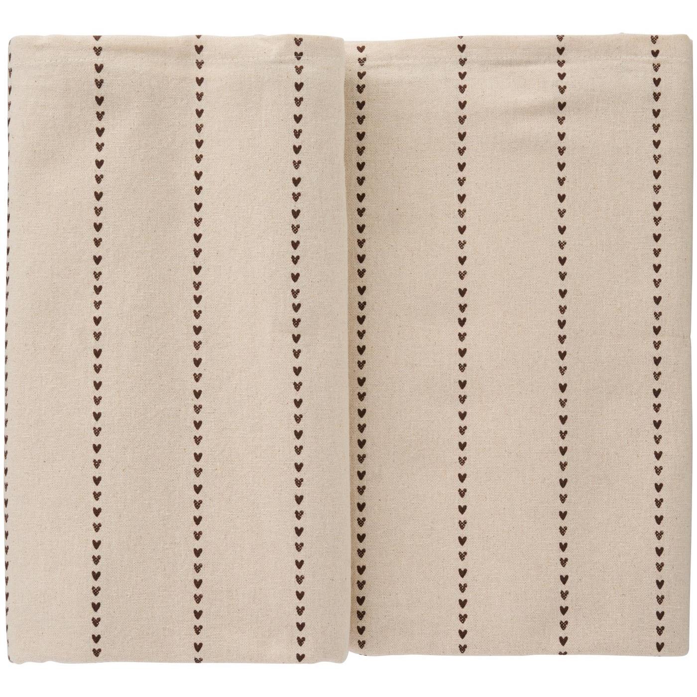 Tischdecke Valentina länglich natur m/braunen Herzen, 150 x 250 cm