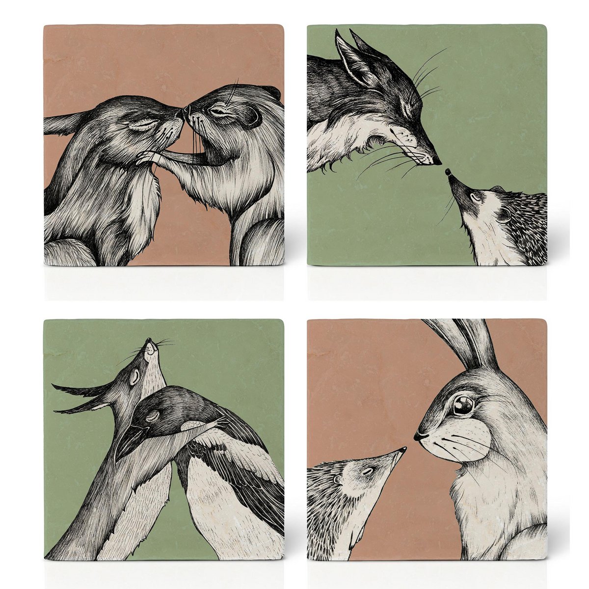 Fliesenuntersetzer – 4er-Set – Kuscheltiere Fliesenuntersetzer – 4er-Set – Kuscheltiere