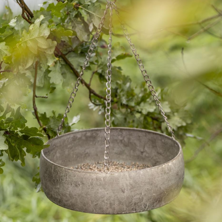 Vogelbad zum hängen grau/moosgrün