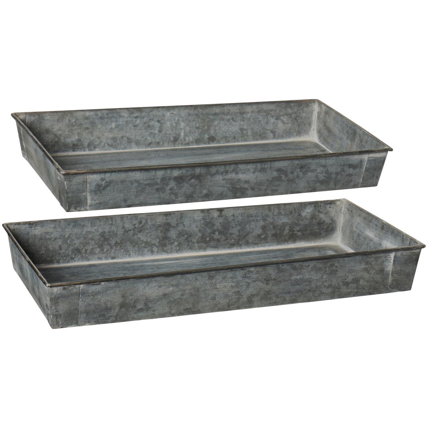 2 Tabletts. länglich, Metall