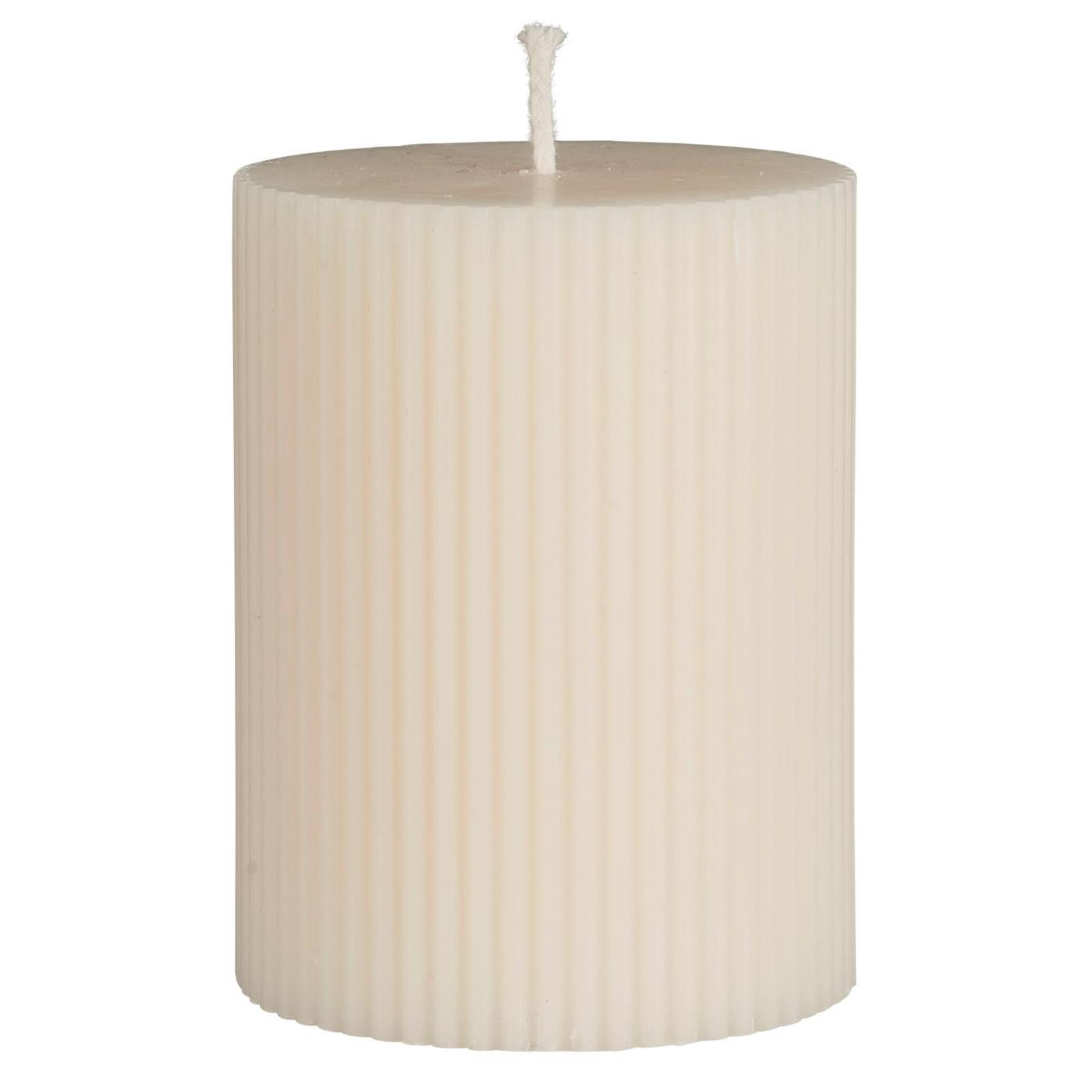 Stumpenkerze gerillt,  90 mm, weiß Stumpenkerze gerillt,  90 mm, weiß