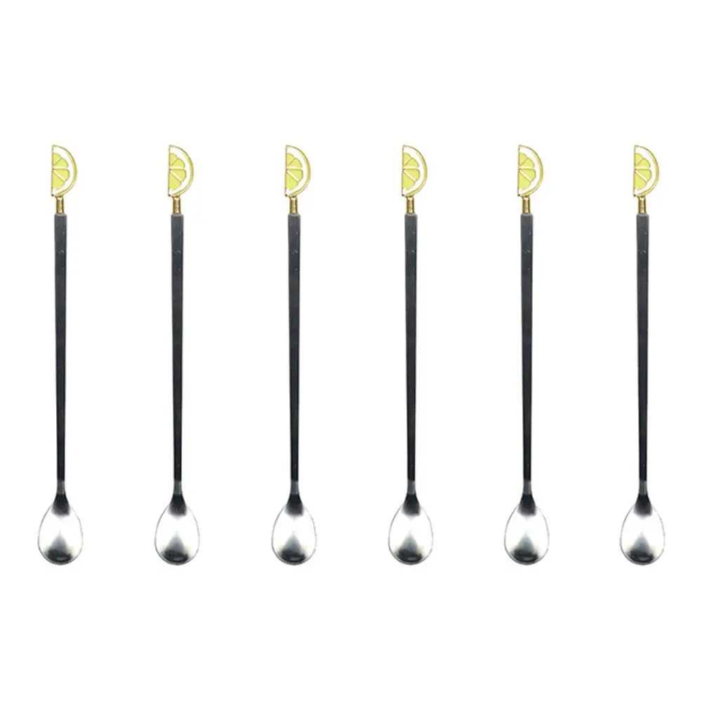 Set aus 6 langen Löffeln mit Zitronendesign Set aus 6 langen Löffeln mit Zitronendesign