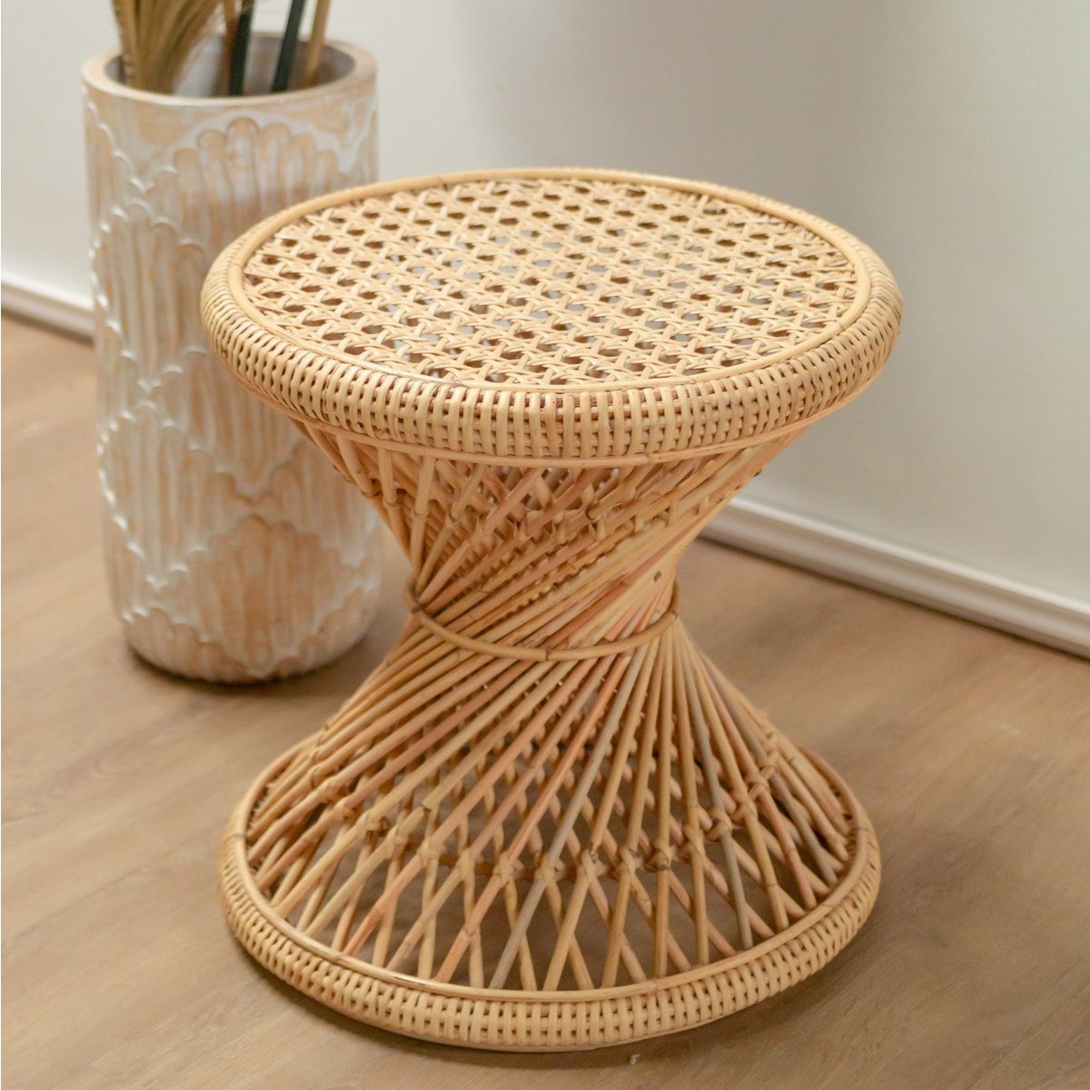 Rattan-Beistelltisch LUHU Ø45 cm Beige