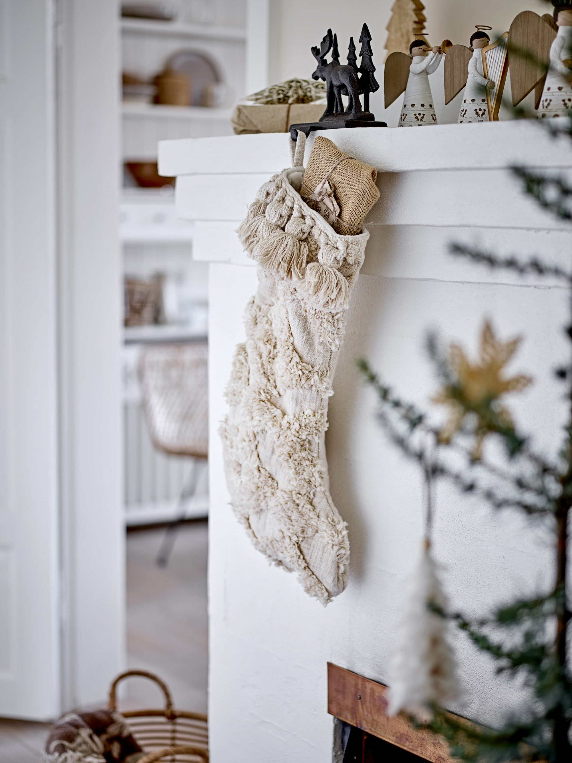 Weihnachtsstrumpf Natur, Bohostyle Weihnachtsstrumpf Natur, Bohostyle