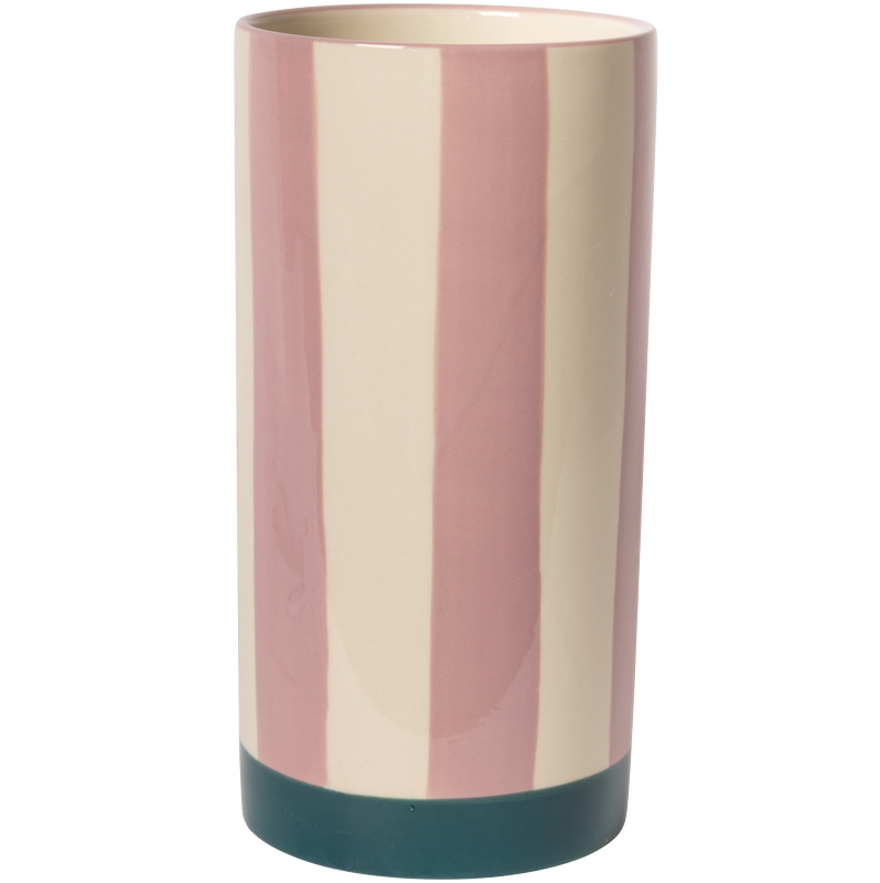 Bunte Vase mit Streifen Violett/Petrol