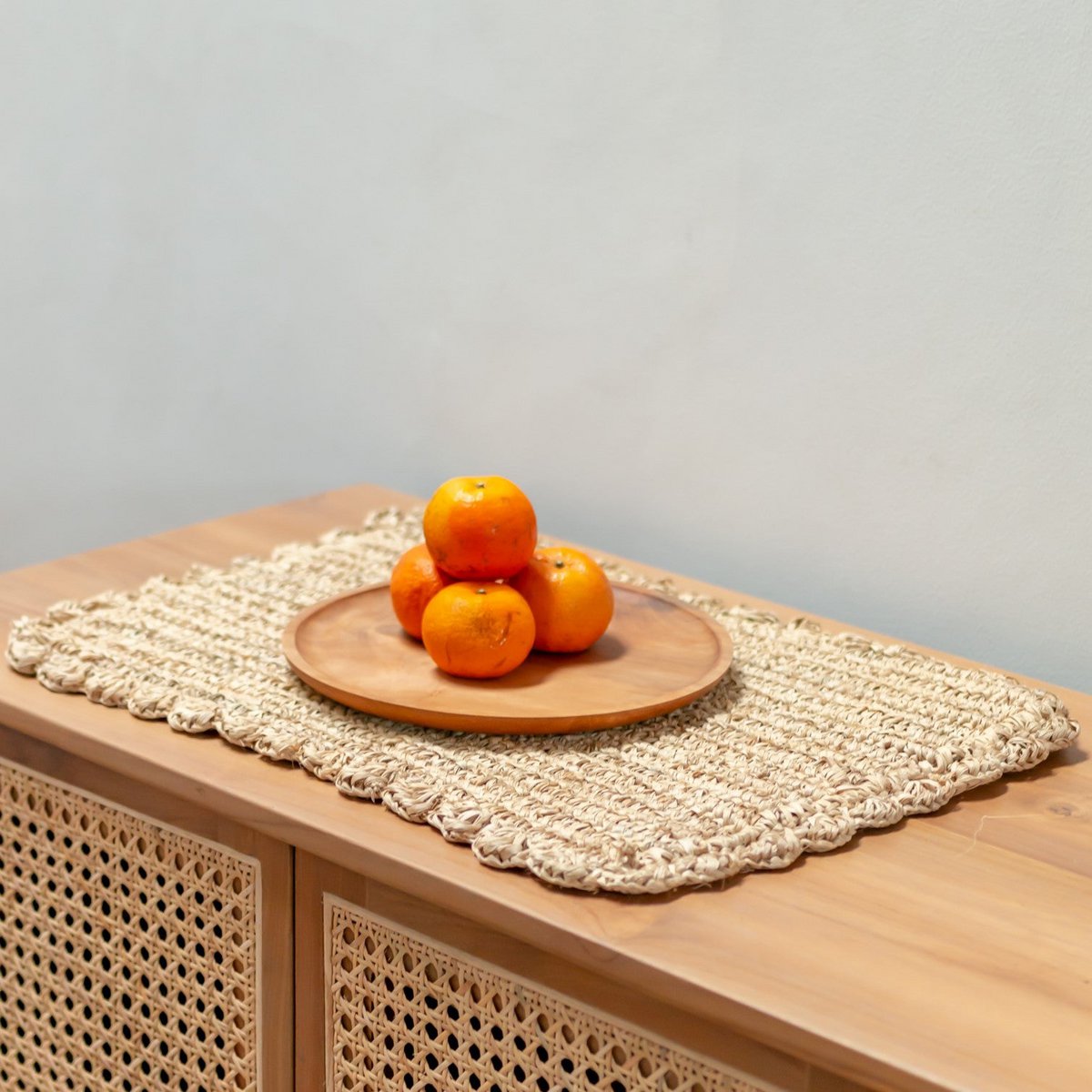 Tischset (2er, 4er oder 6er Set) 50x30 cm | Rechteckige Boho-Tischmatte KUARA aus Bast gewebt Größe: 6er-Set