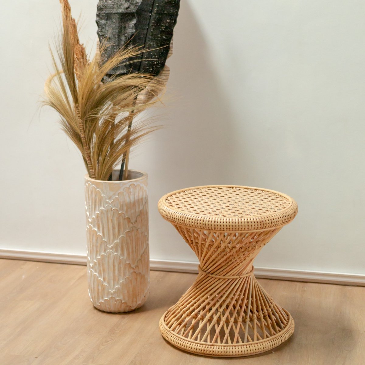 Rattan-Beistelltisch LUHU Ø45 cm Beige