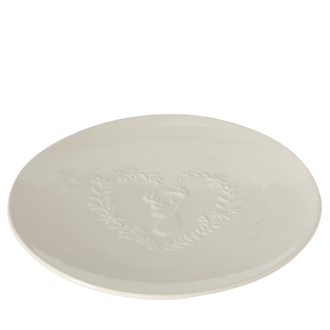 6 2 Teller mit Hirschrelief, 21 cm
