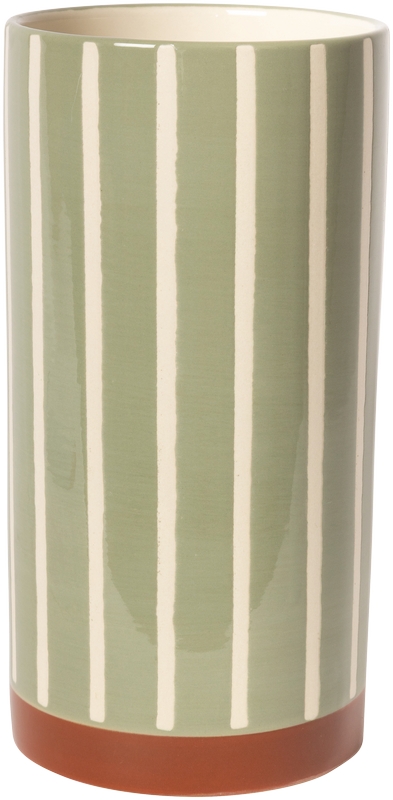 Bunte Vase mit Linien Grün/Braun