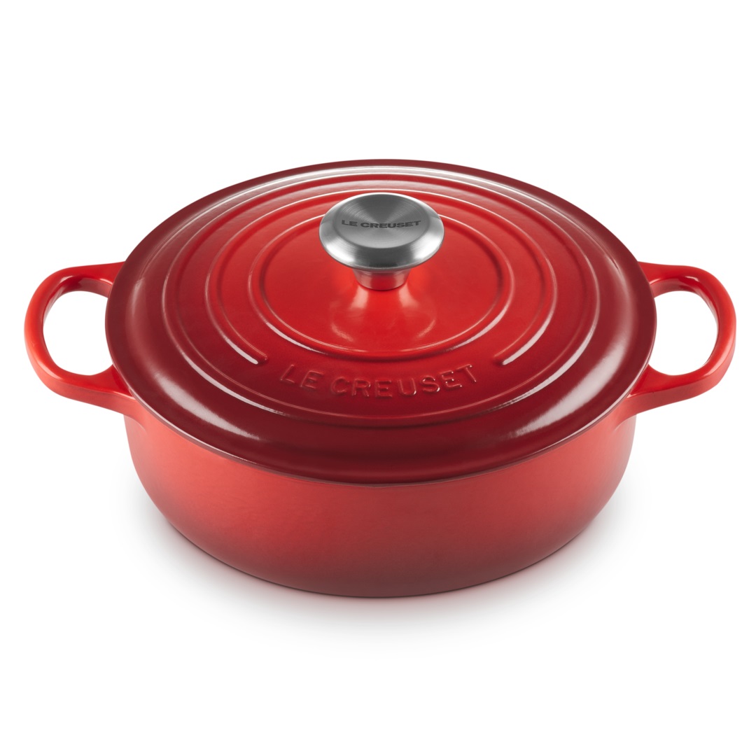 Le Creuset Signature Gourmet Bräter, rund, 24 cm, Kirschrot