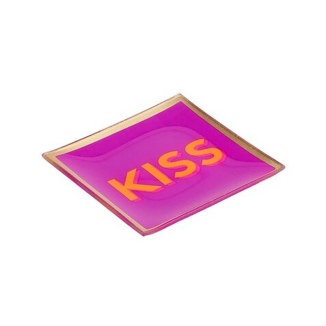 Love Plates, Glasteller S, Kiss, fuchsia