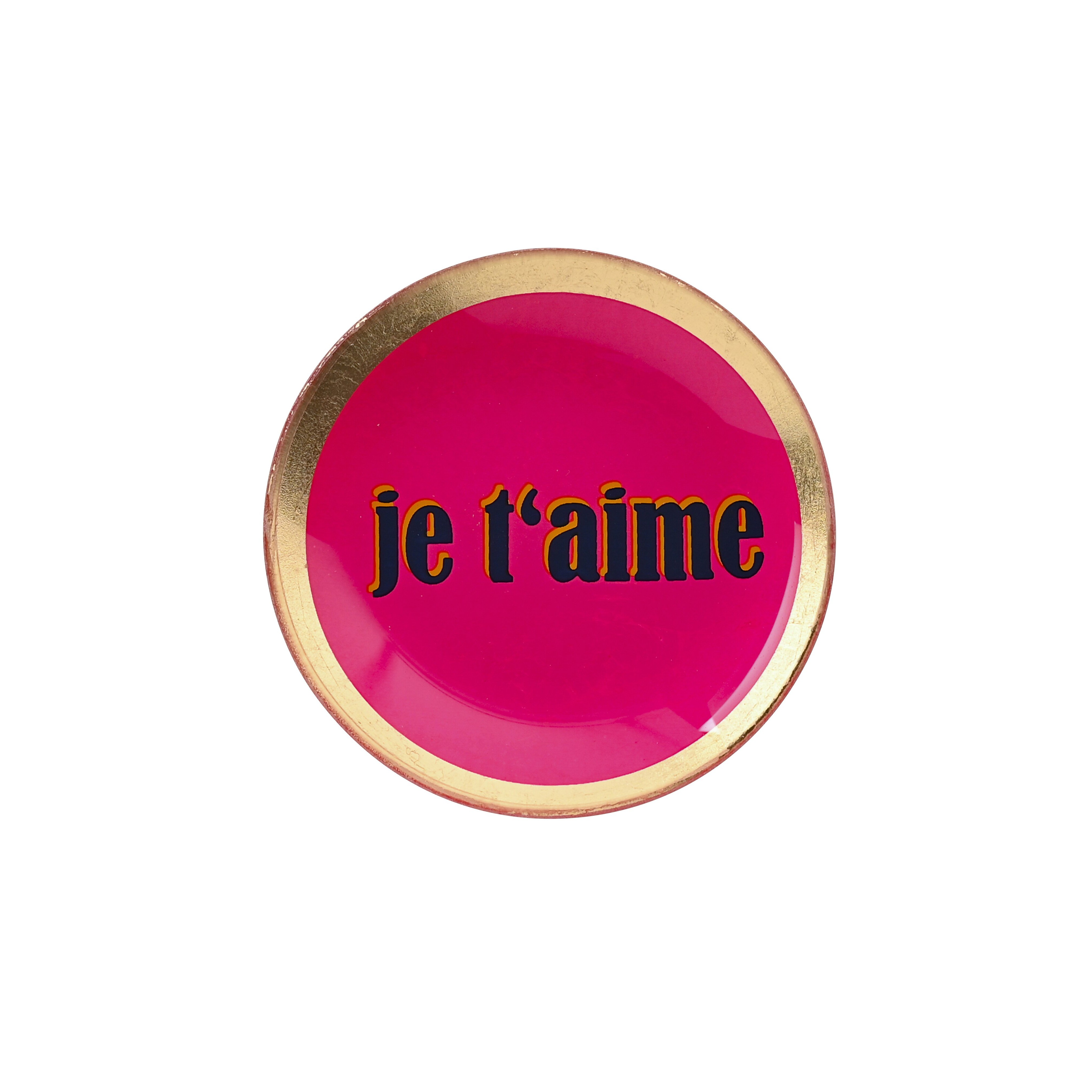 Love Plates, Glasteller S, Je t`aime, rund, neon Pink