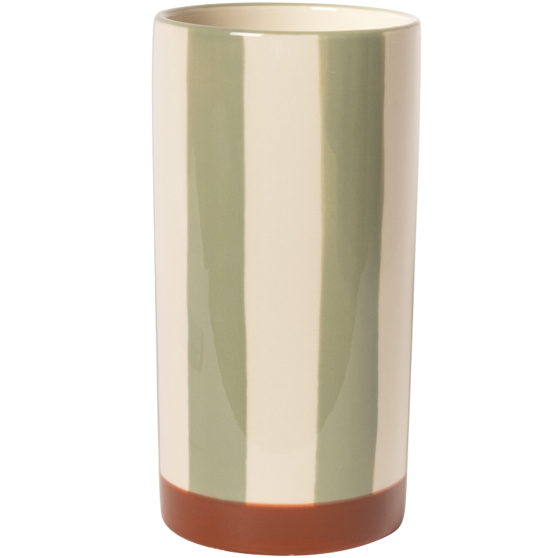 Bunte Vase mit Streifen Grün/Braun