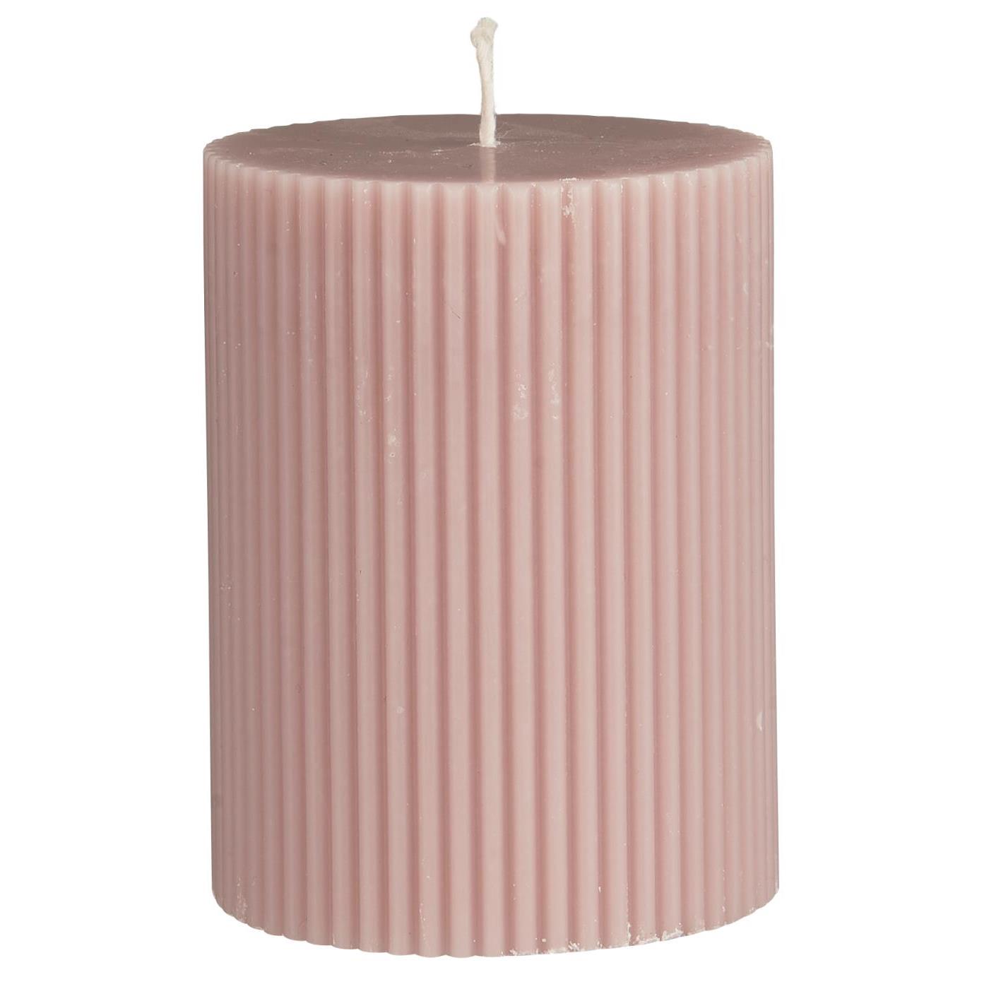 Stumpenkerze gerillt,  90 mm, Rosa Malva Stumpenkerze gerillt,  90 mm, Rosa Malva