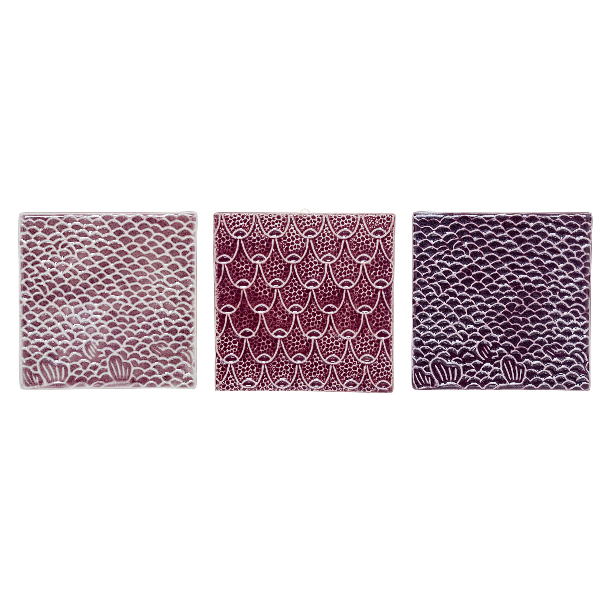 Deco Tiles / Untersetzer Rosé/Bordeaux, 3er Set