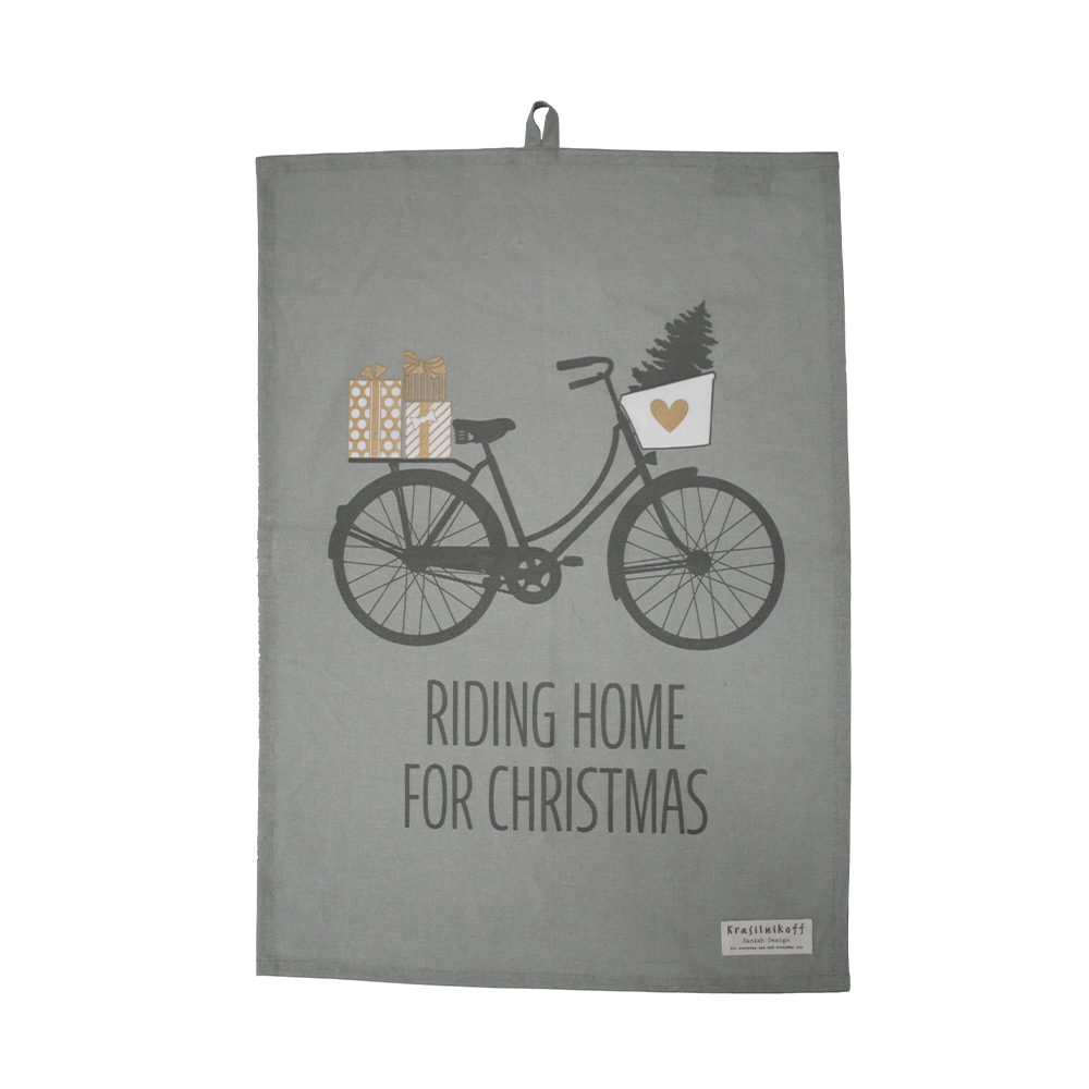 Geschirrtuch Riding home for Christmas grey